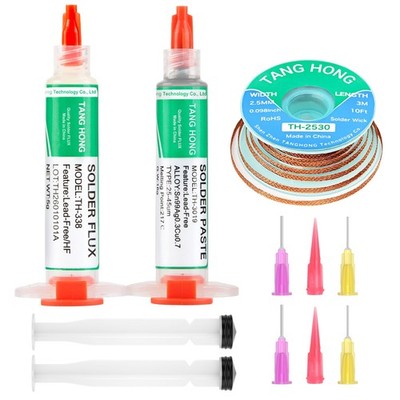 Solder Flux Paste,Solder Paste,and Solder Wick,No Clean Flux Paste 1 Pack,Sn9...
