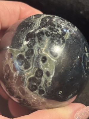 Polished Orbicular Jasper Crystal Healing Sphere Ball - Black Green & Gray