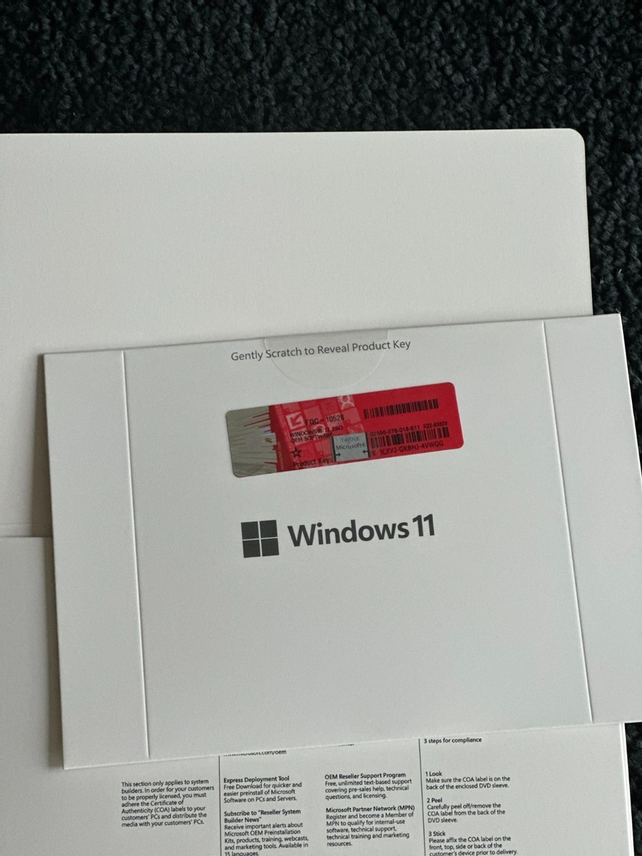 Win 11 Pro 64-Bit DVD & License Product Key Factory Sealed