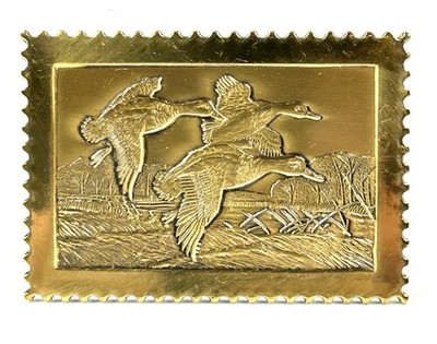 Ducks Unlimited Special Membership Brass Metal Postage Stamp Plaque