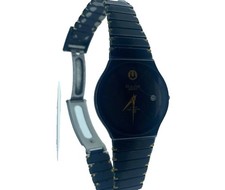 Vintage Bulova Quartz Men's Black/Gold Date Sapphire WR30m - Original