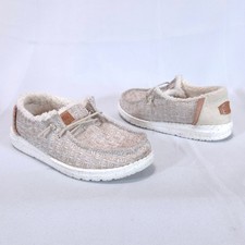 Hey Dude Wendy Youth Warmth Loafers Kids 13 Faux Fur Beige Cozy Slip On Woven