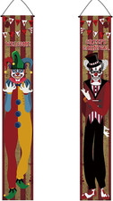 2 Pcs Halloween Carnival Decorations Creepy Clown Porch Banner