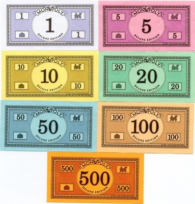 @ Genuine Monopoly REPLACEMENT MONEY CASH BILLS  Deluxe Edition  1995-1998