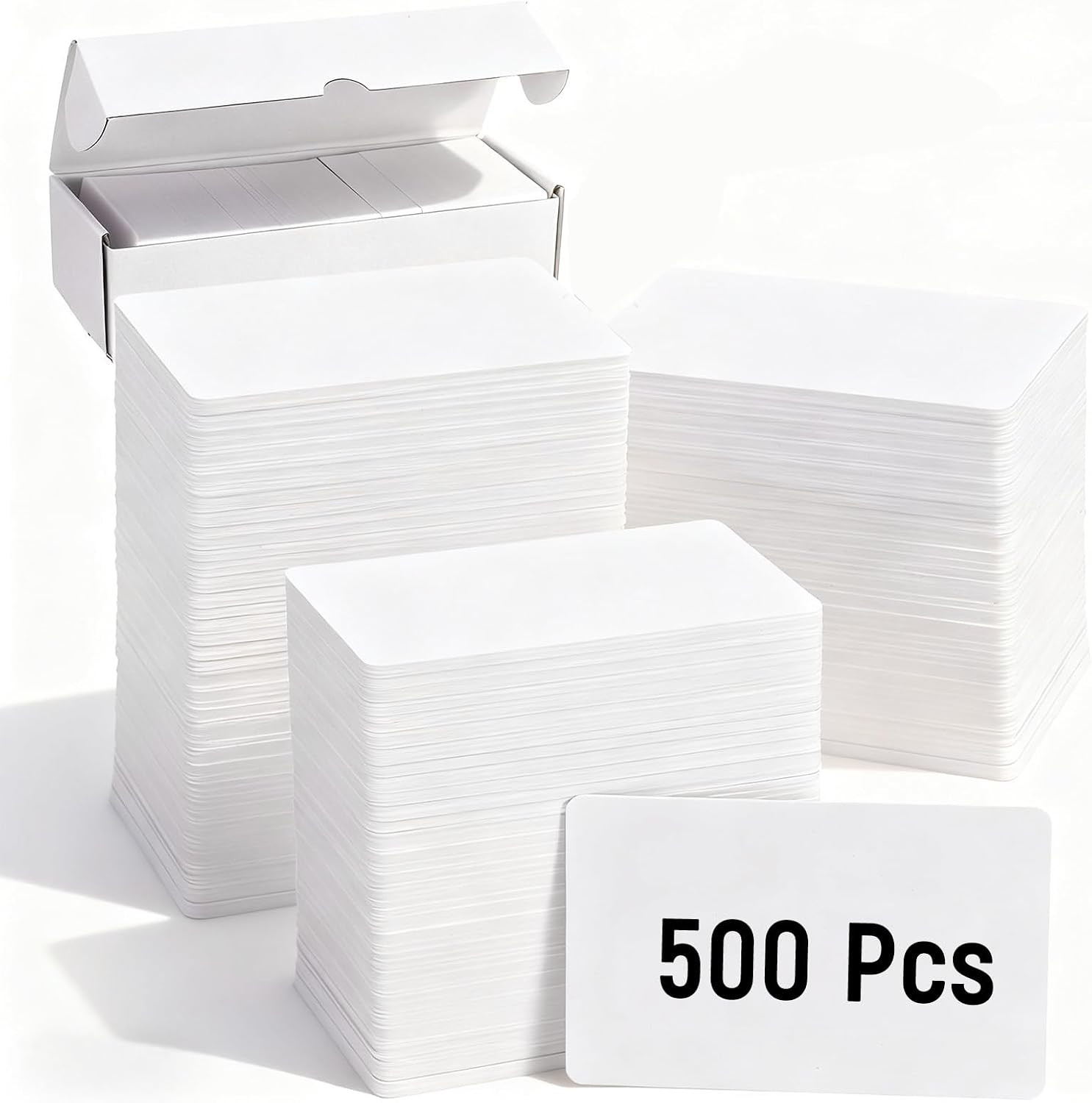 500 Pack Premium Blank PVC Cards, White CR80 30 Mil Plastic ID Cards for Photo I