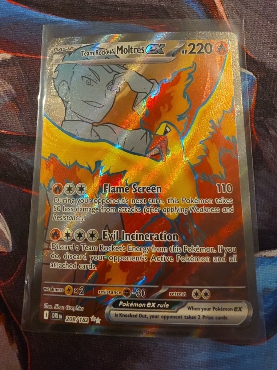 Team Rockets Moltres EX English Full Art 208/182 SV10 Destined