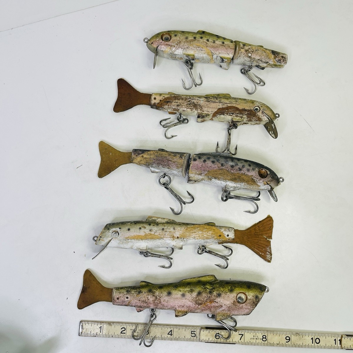 AC PLUG VINTAGE WOODEN Lure Jointed Swimming Minnows AS-IS Lot 5 | eBay AC PLUG VINTAGE WOODEN Lure Jointed Swimming Minnows AS-IS Lot 5 | eBay