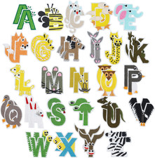 52Pcs Animal Letter Iron on Patches Small Cute Embroidered A  Z Cartoon Animal Al