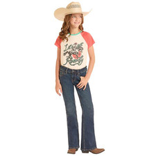 BG4MD09075 Rock  Roll Girls' Bootcut Jeans - Dark Vintage Wash NEW