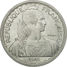 [#483469] Coin, FRENCH INDO-CHINA, 20 Cents, 1945, Castelsarrasin, MS(63), Alumi