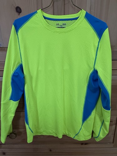 Men’s Under Armor Green Cold Gear Running Long Sleeve Shirt Size large Fitted