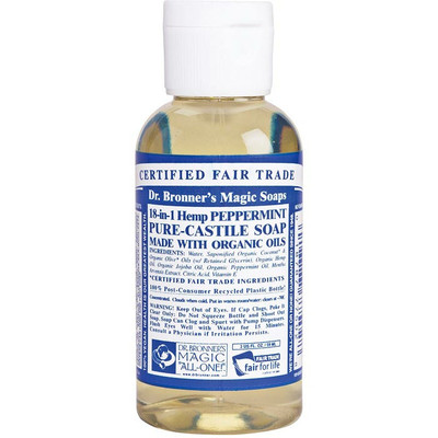 Dr. Bronner's Pure Castile Peppermint Soap 2 oz. Travel and trial size.
