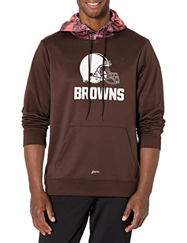 Толстовка с капюшоном Zubaz NFL Mens Cleveland Browns командного цвета с камуфляжной задней панелью