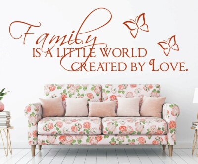 Wohnzimmer Wandtattoo Family is a little world  Love Spruch Familie Wanddeko 6