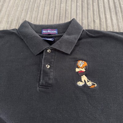 VTG D.A.R.E Shirt Mens XXL Black Polo Embroidered DARE Lion Short Sleeve Cotton