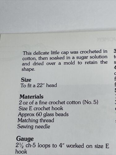Marshall Cavendish Women's Juliet Cap Crochet Pattern - Picture 3 of 5