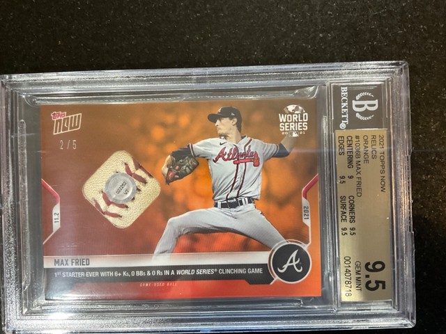 Max Fried - 2021 MLB TOPPS NOW Card 1036 1st starter 6+ Ks  /5 BGS 9.5 POP1 SICK