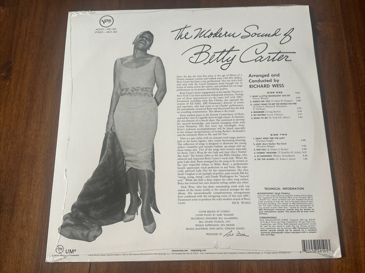 ワールドワイドLP Betty Carter The Modern Sound Of Betty Carter 602458491913 Verve Records /00260 Betty Carter - Betty Carter - The Modern Sound Of Betty Carter