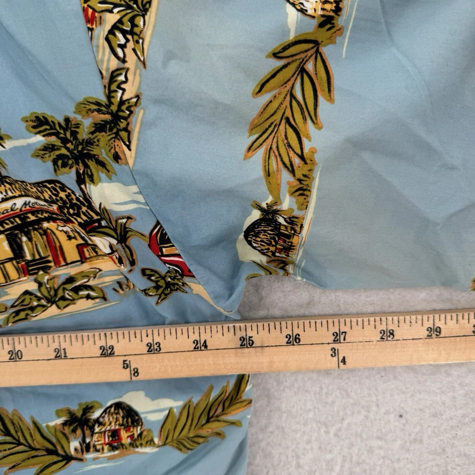 Vintage Local Motion Hawaiian Shirt Mens Large Cotton Tiki Cars Aloha Blue Camp - Image 4 of 4