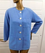 Oscar de la Renta Italy Vintage Blue Wool Long Blazer Jacket sz 6