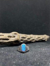 Native American Navajo blue fire opal Sterling Silver Ring Size 5