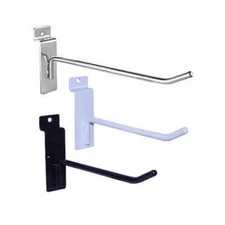 Slatwall Hooks: 1", 2", 4", 6", 8", 10", 12" - Black, White, Chrome - FREE SHIP!