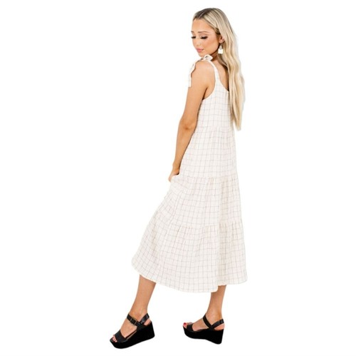 Maxi Vestido para Mujer OVER KLESHAS Algodón Arrugado Bohemio Talla L Beige - Imagen 3 de 14