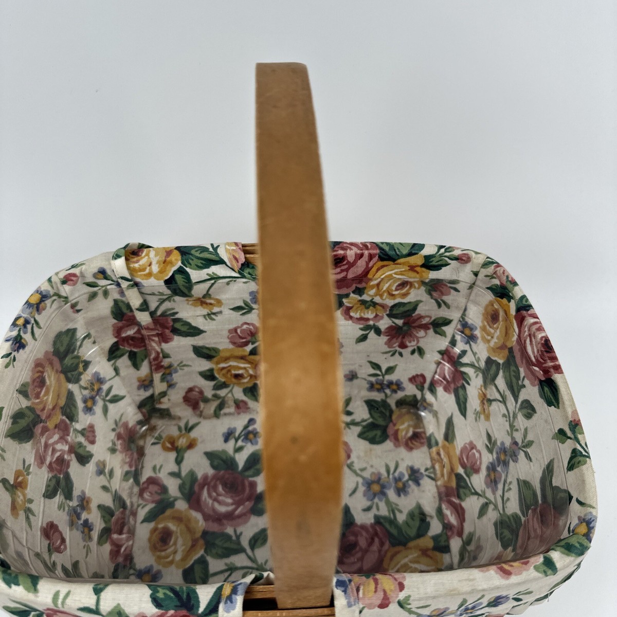 スプリング　バスケット　Carol Ann Curran BEVERLY Longaberger 1995 Spring Basket With Handle Plastic Insert