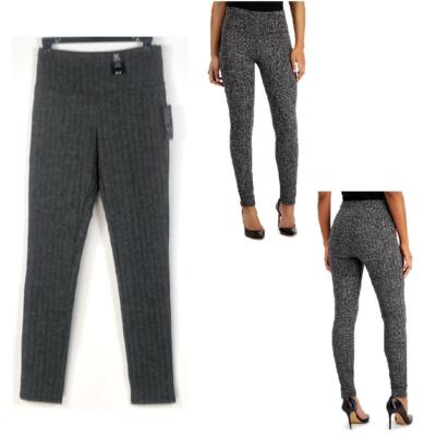 INC International Concepts Herringbone High-Waist Leggings Gray