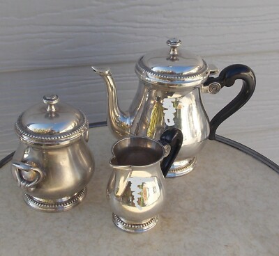 Ancien Service à Café En Métal Argenté – Style Baroque, 4 Pièces, Made In France