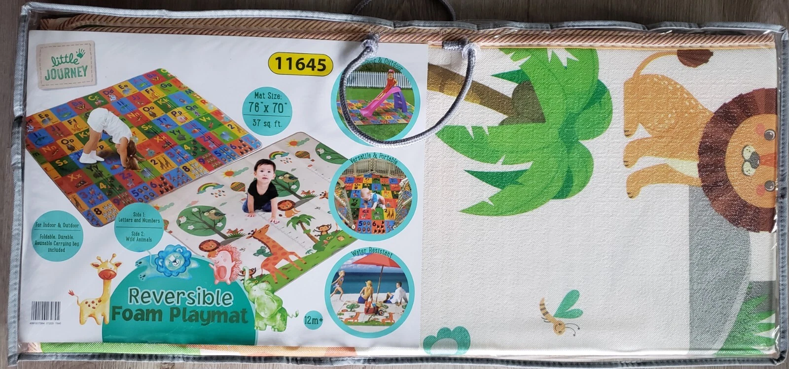 Little JOURNEY Reversible Foam Playmat (76 × 70)LETTERS & NUMBERS/WILD ANIMALS