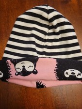 Girls Infant Reversible Hat Pink Black