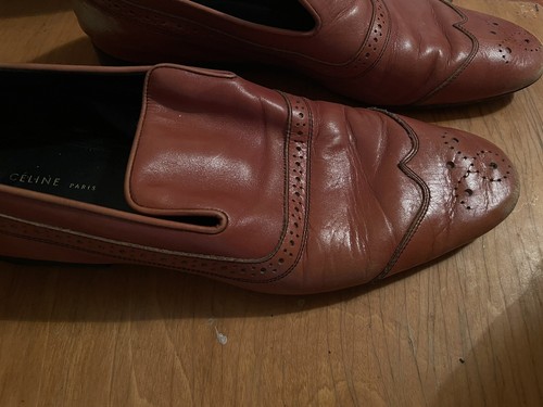 CELINE brown tan soft leather loafers 