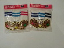 VINTAG BOYS WHITE CREW SOCKS COTTON, Stripes Size 4-61/2 U.S.A MADE 2 PACKS