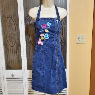 Thalia Sodi Ladies Blue Halter Neck Sleeveless Denim Mini Dress- Size 4 |  eBay
