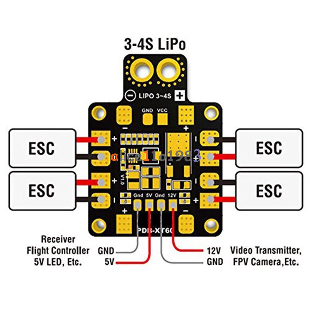 RaceTek Matek PDBXT60 Power Distribution Board W/ 5V 12V, 57 OFF