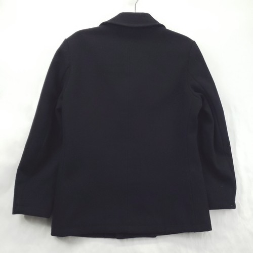 J Crew Bayswater Pea Coat Mens Medium Black Wool Military Grade Thinsulate - Picture 2 of 10