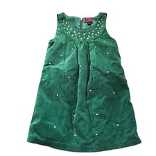 The Childrens Place Dress Green Velvet Velour Rhinestones Gems Christmas 6