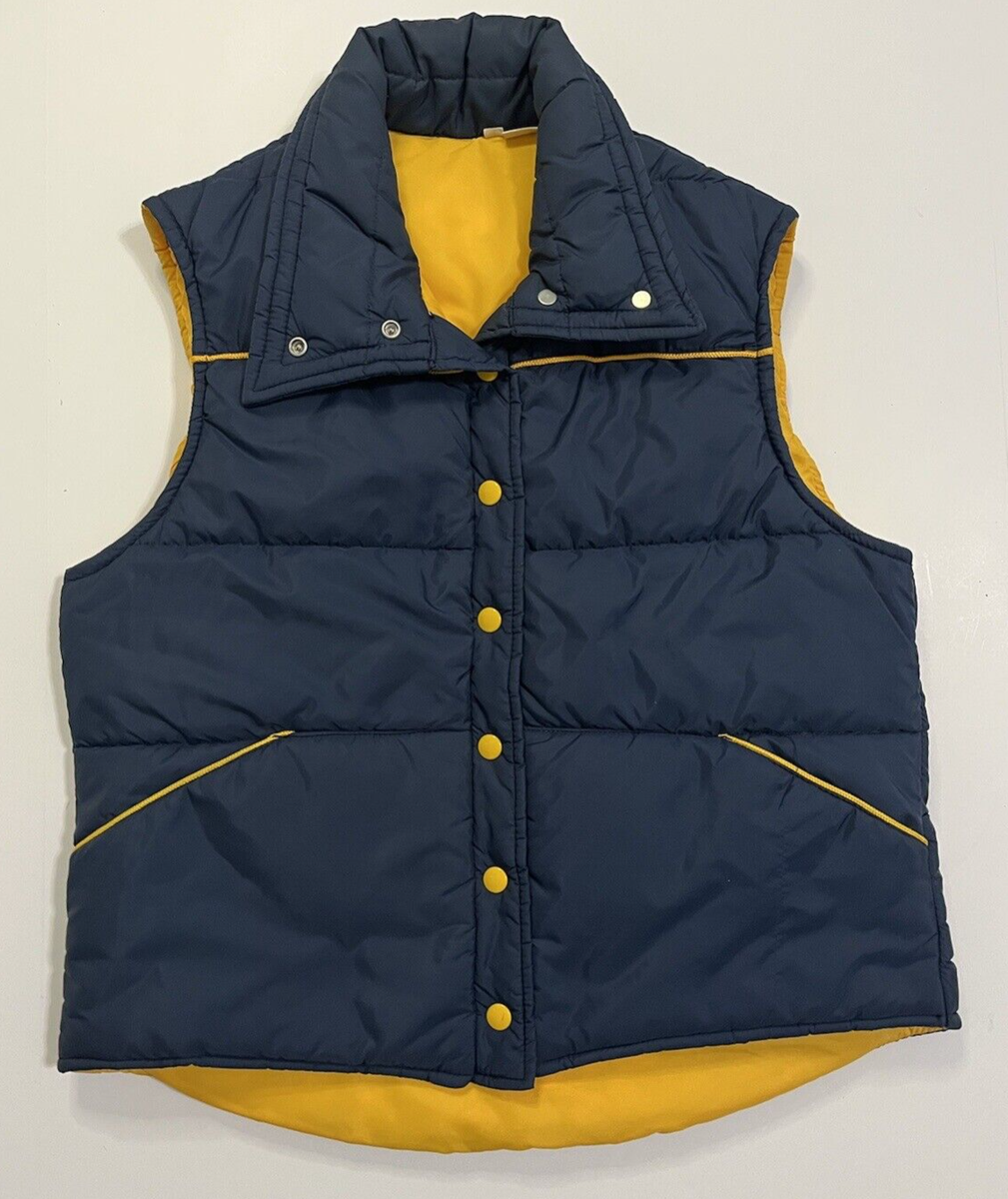 Vintage Montgomery Ward Puffer Vest Jacket Blue and Yellow Mens SIze L