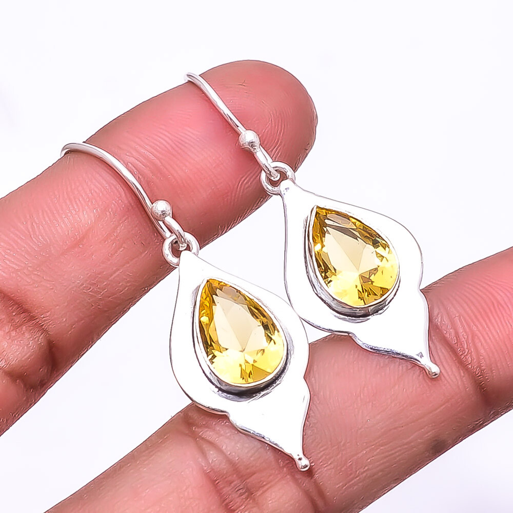 Citrine Gemstone Sterling Silver Earrings 1.76