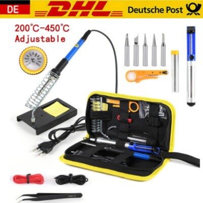 Profi Lötkolben Set Lötset Feinlötkolben Lötstation Regelbar Soldering Iron Kit