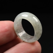 Size 5 Certified Grade A 100 Natural Black Green Icy Jadeite Jade Ring SEC04777