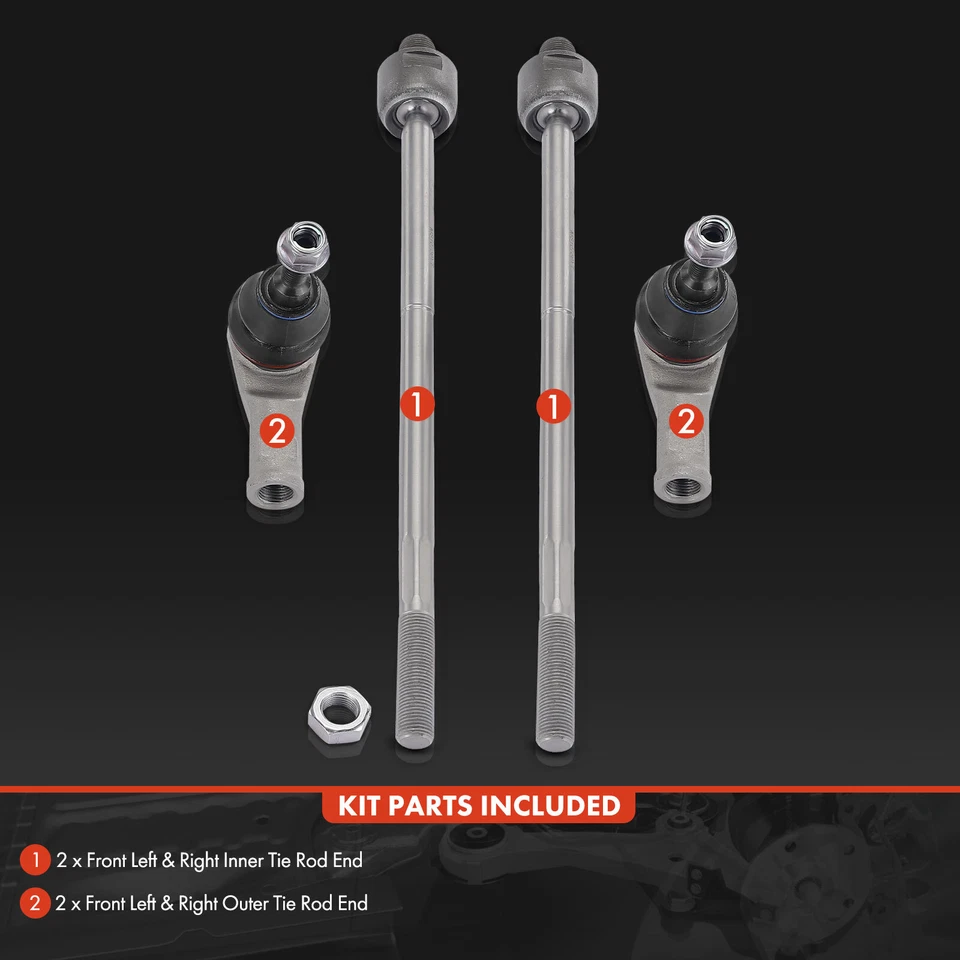 4x Front Inner & Outer Tie Rod Ends for Land Rover LR3 2005 2006 2007 2008 2009 - Image 2 of 4