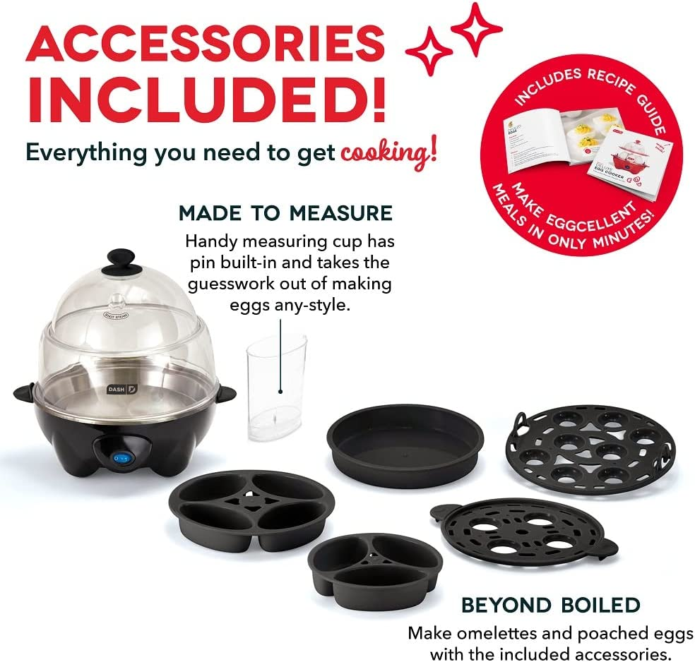 6-in-1 Deluxe Egg Cooker for Perfect Boiled Poached Scrambled Eggs Omelets & Steaming