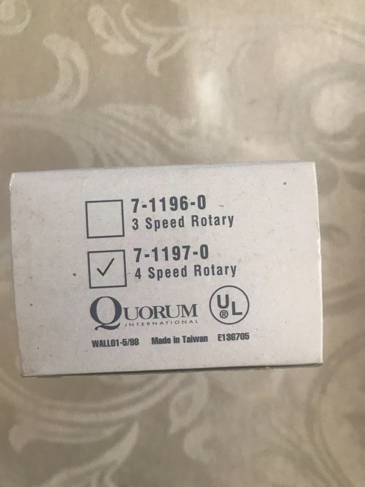 Quorum International Four Speed Rotary Wall Fan Control - 7-1197-0 - Image 2 of 4