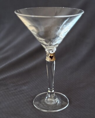 SALE!  6 Pc. RARE Martini Glasses French ARTICHAUT  Crystal with Hearts