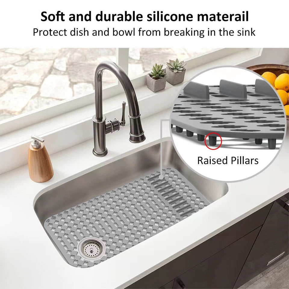 NEW HOT Silicone Sink Protector Heat-Resistant Sink Liner Mat Anti-Slip Kitche - Image 4 of 4