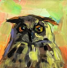 Original Oil Painting Owl Bird Art Wildlife Animals Lovers Gift Signed