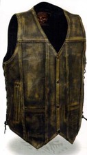 Men's Distressed Brown Leather Vest - 3540