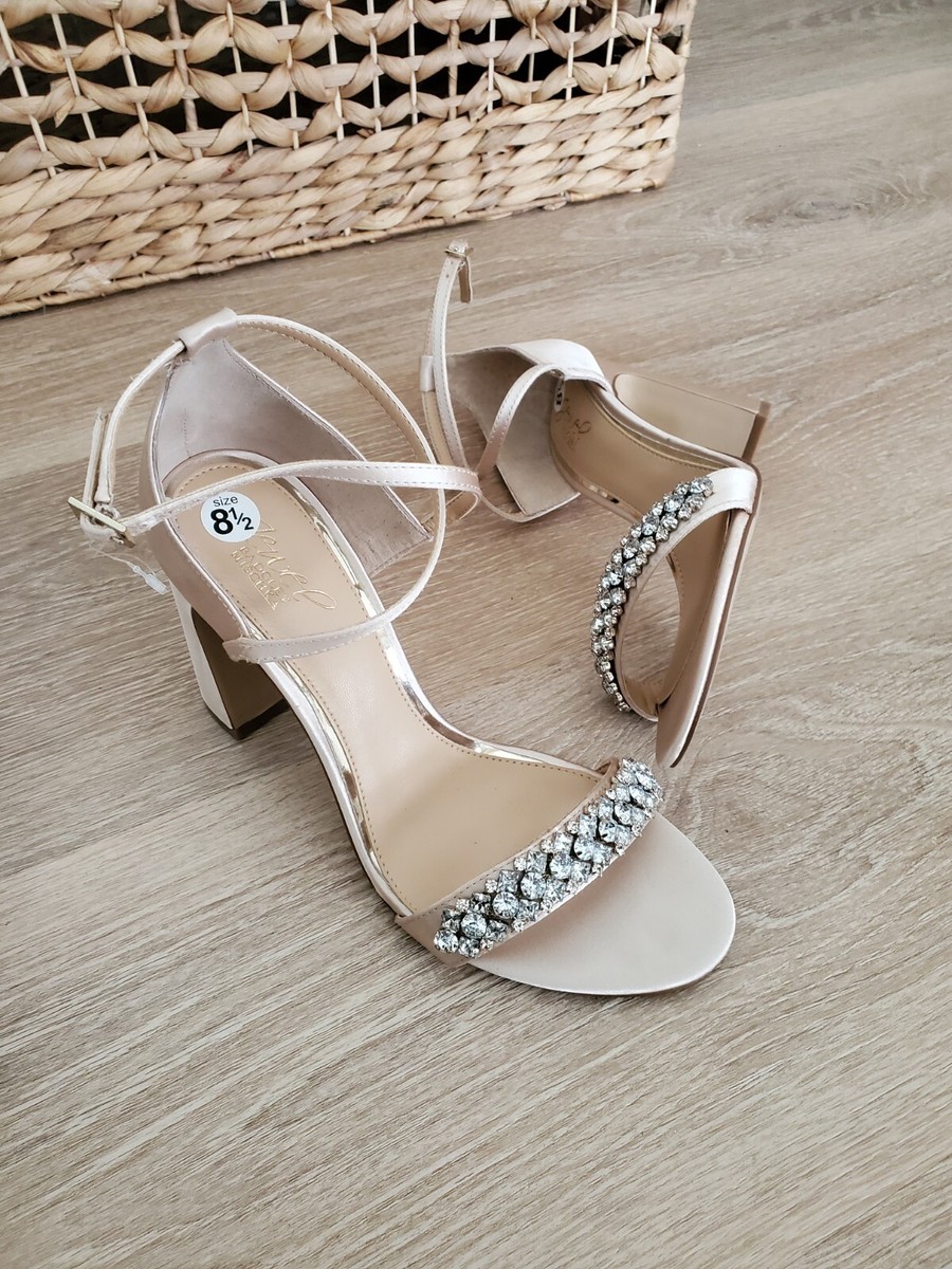 Jewel Badgley Mischka Penny Crystal Embellished Block Heel Size